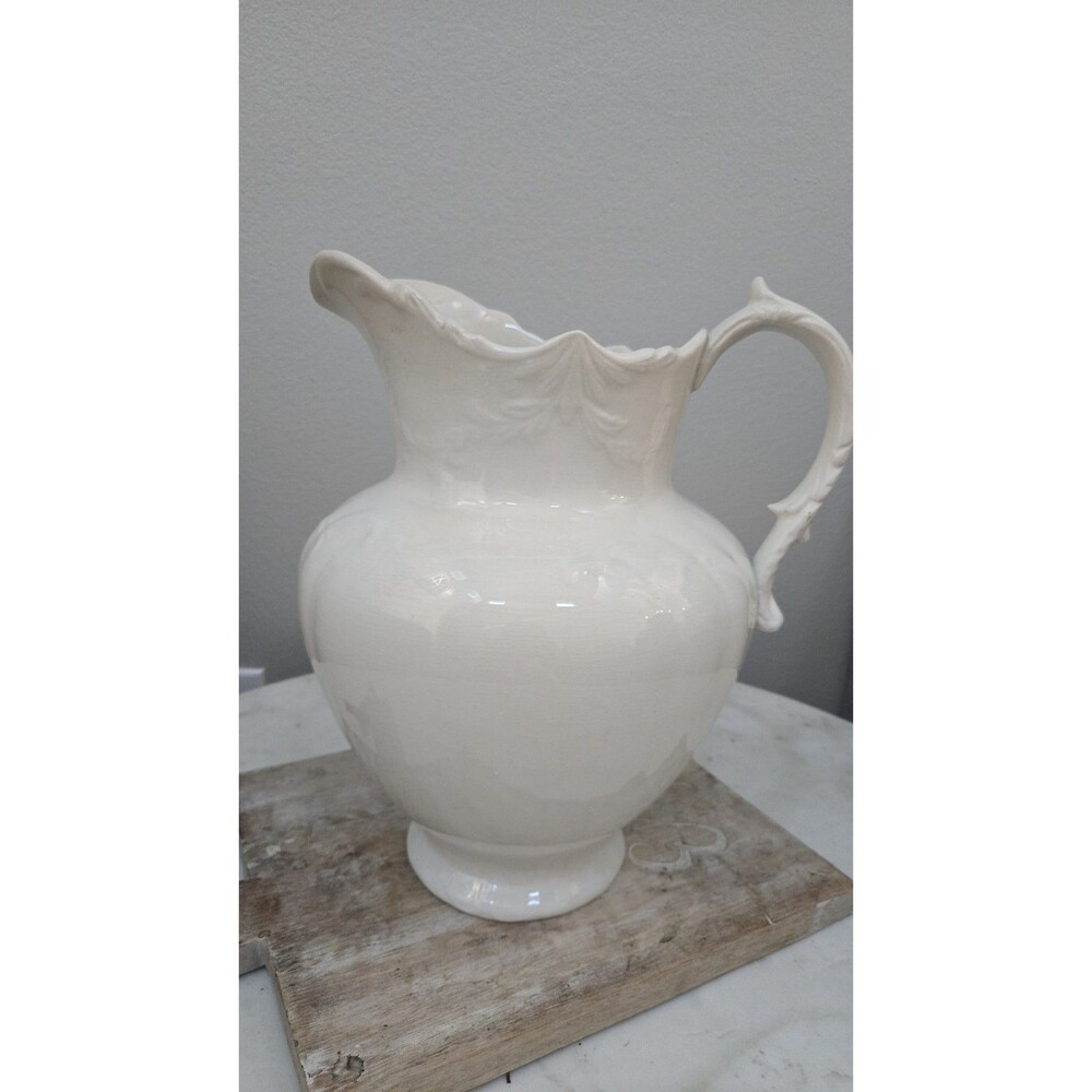Antique Knowles, Taylor, and Knowles "Cornell" White Ironstone Water Pitcher